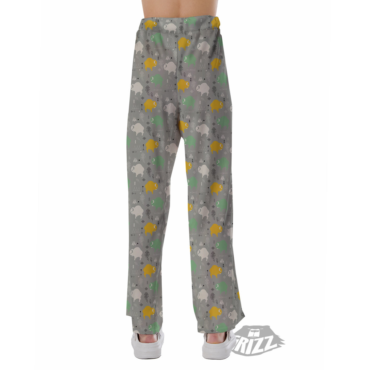 Aztec Bison Print Pattern Pajama Pants-grizzshop