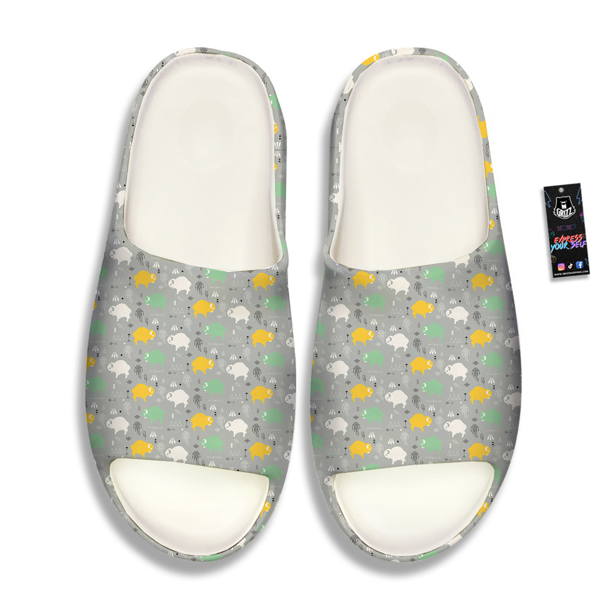 Aztec Bison Print Pattern Sandals-grizzshop