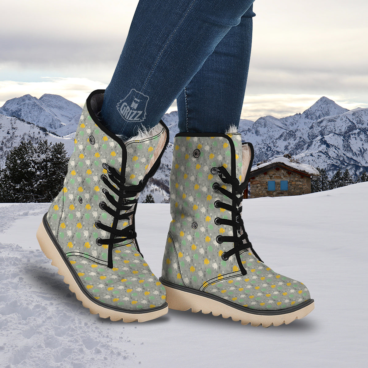Aztec Bison Print Pattern Snow Boots-grizzshop