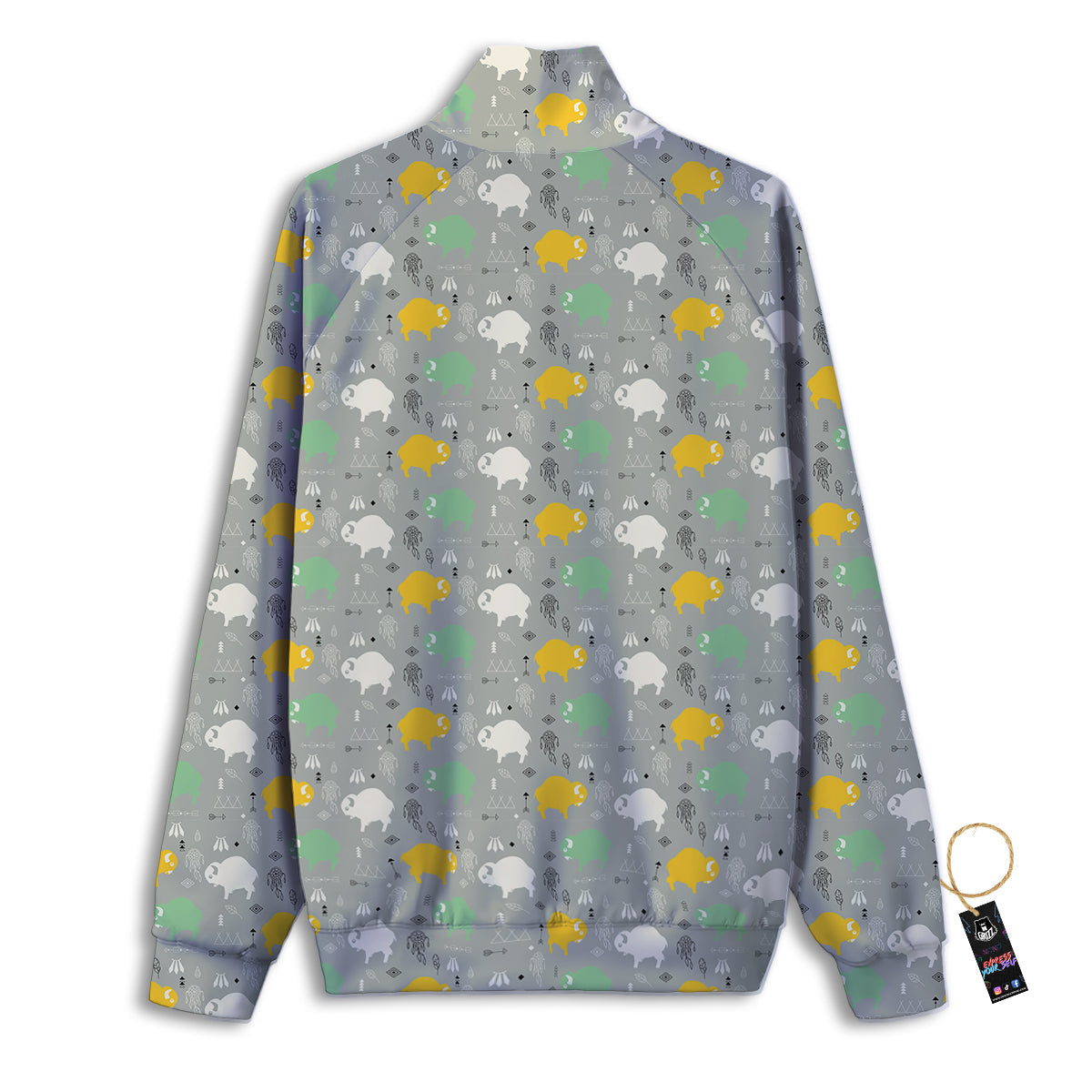 Aztec Bison Print Pattern Track Jacket-grizzshop