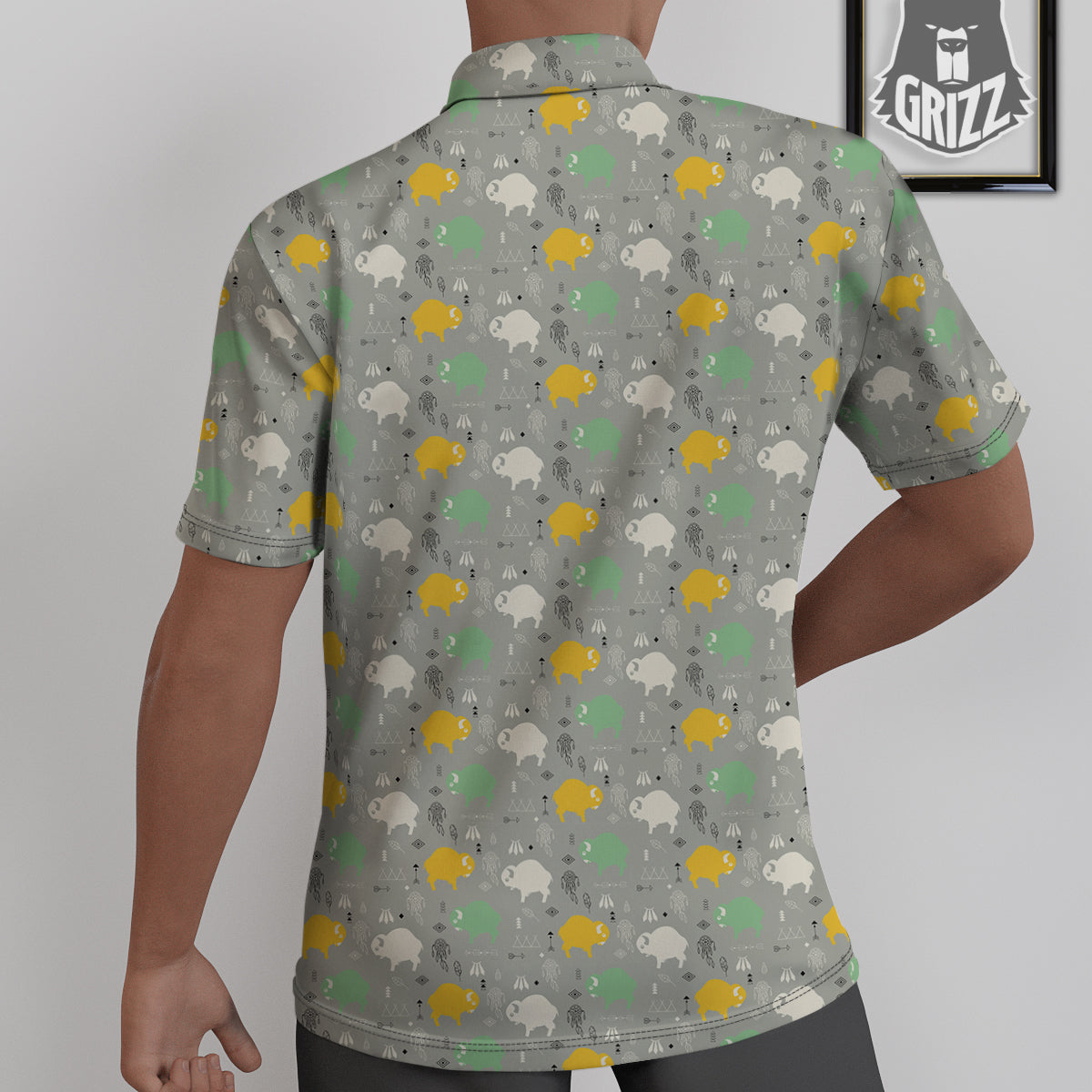 Aztec Bison Print Pattern Untucked Shirts-grizzshop