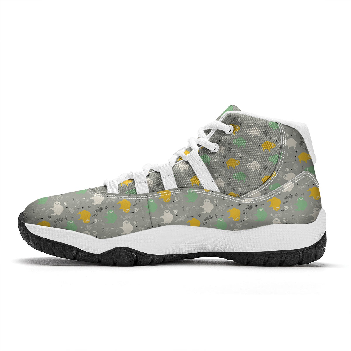 Aztec Bison Print Pattern White Bball Shoes-grizzshop