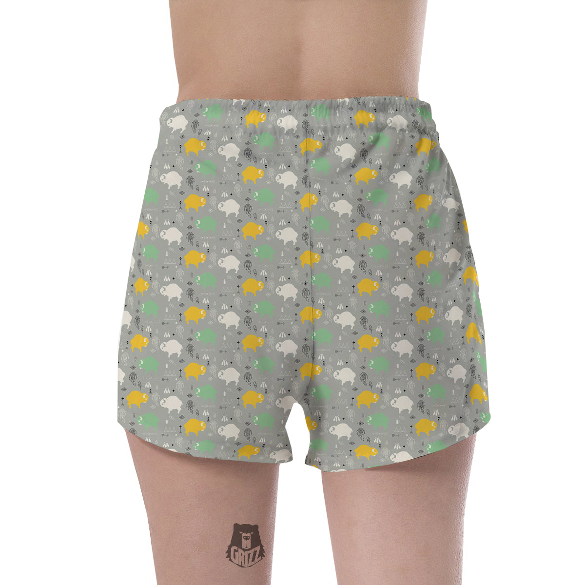 Aztec Bison Print Pattern Women's Shorts-grizzshop