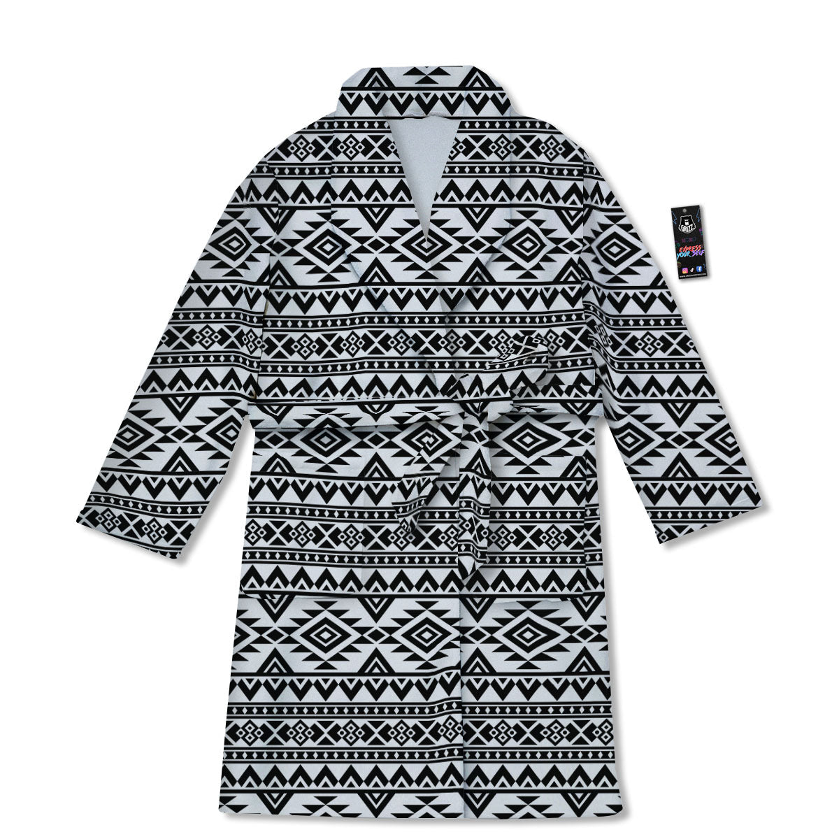 Aztec Black Ethnic Print Pattern Bathrobe-grizzshop
