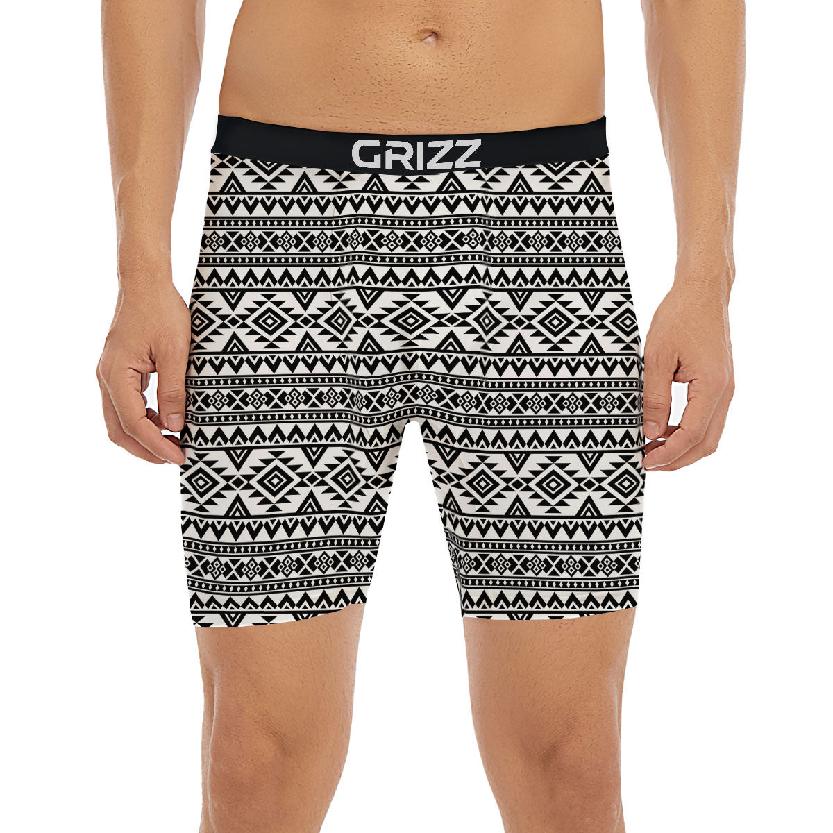 Aztec Black Ethnic Print Pattern Boxer Briefs-grizzshop