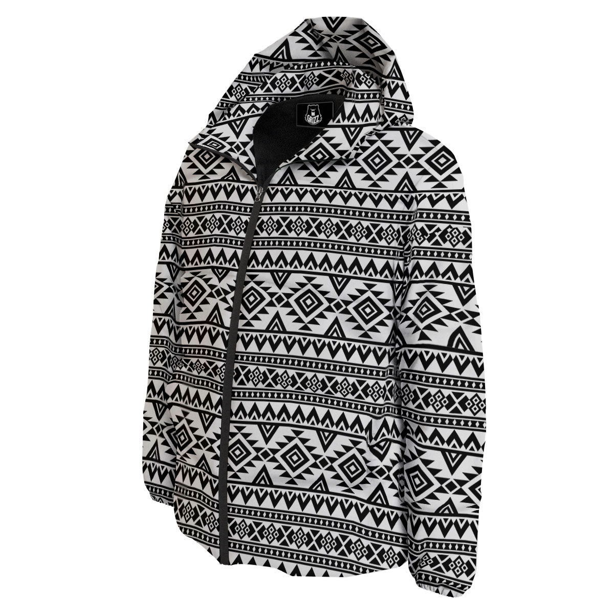 Aztec Black Ethnic Print Pattern Down Jacket-grizzshop