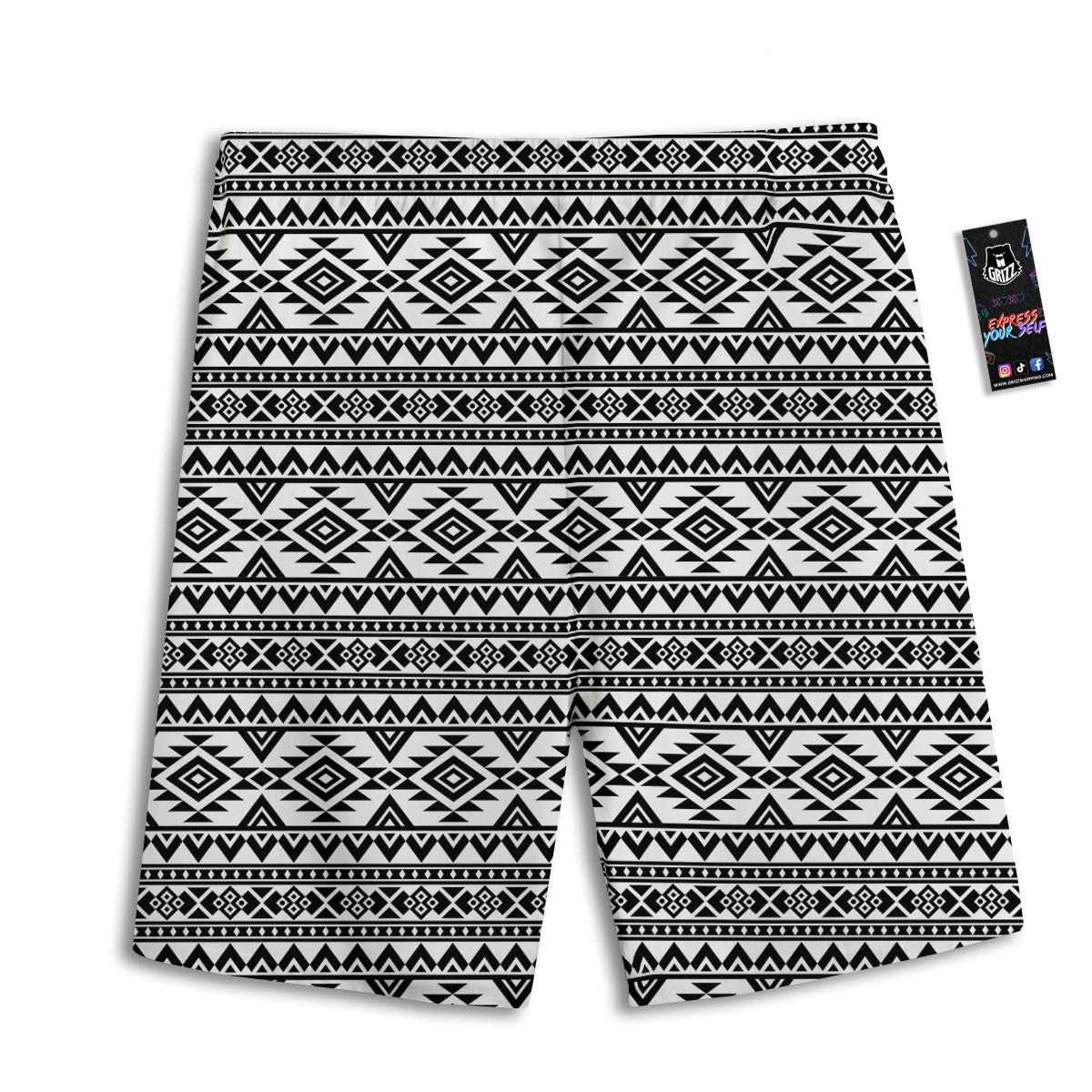 Aztec Black Ethnic Print Pattern Men's Athletic Shorts