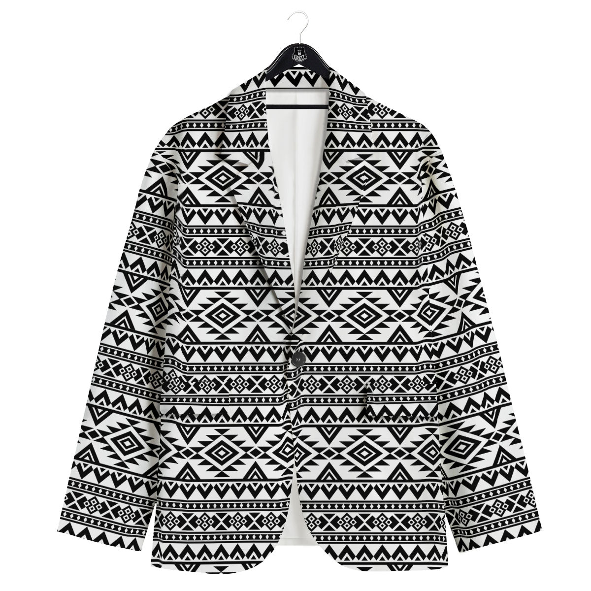 Aztec Black Ethnic Print Pattern Men's Sport Coat-grizzshop