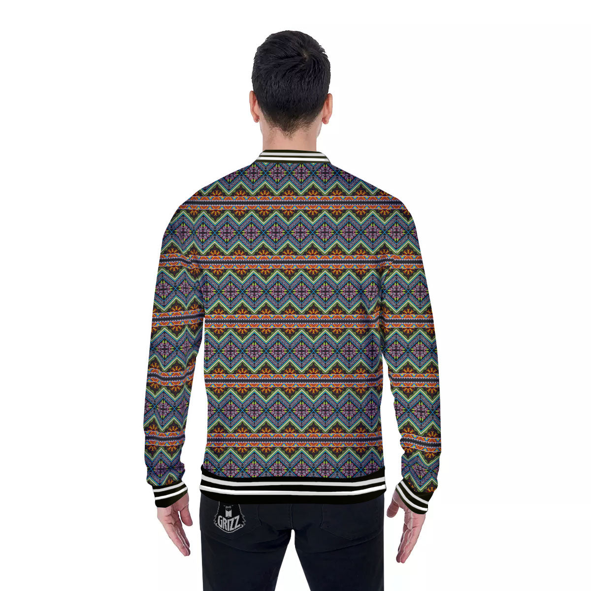 Aztec Boho Tribal Print Pattern Baseball Jacket-grizzshop
