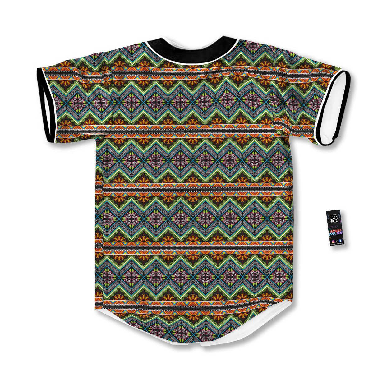 Aztec Boho Tribal Print Pattern Baseball Jersey-grizzshop