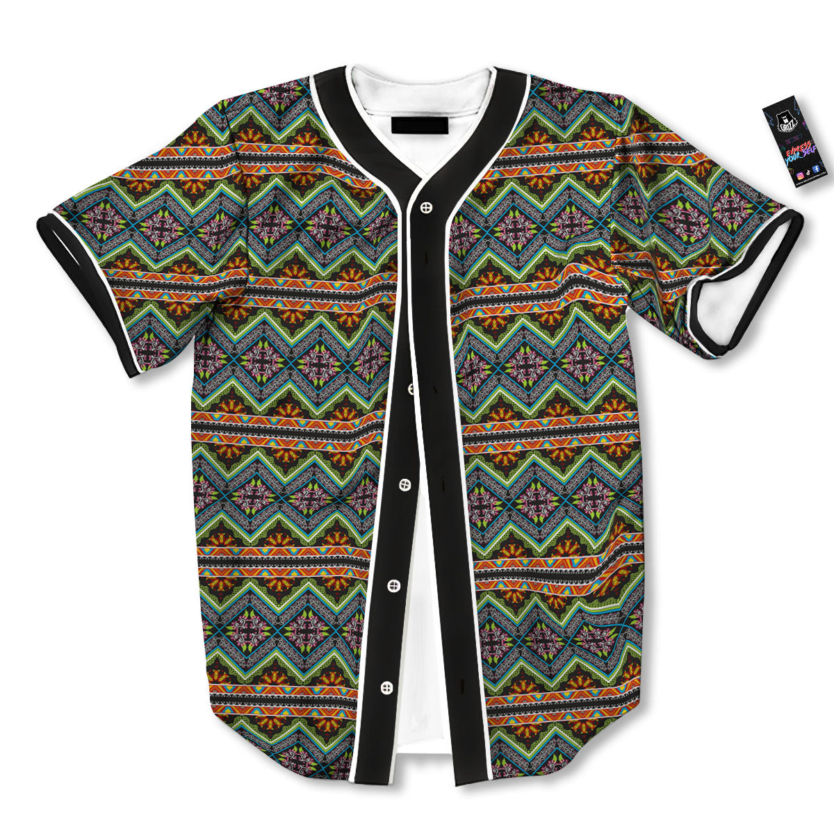 Aztec Boho Tribal Print Pattern Baseball Jersey-grizzshop