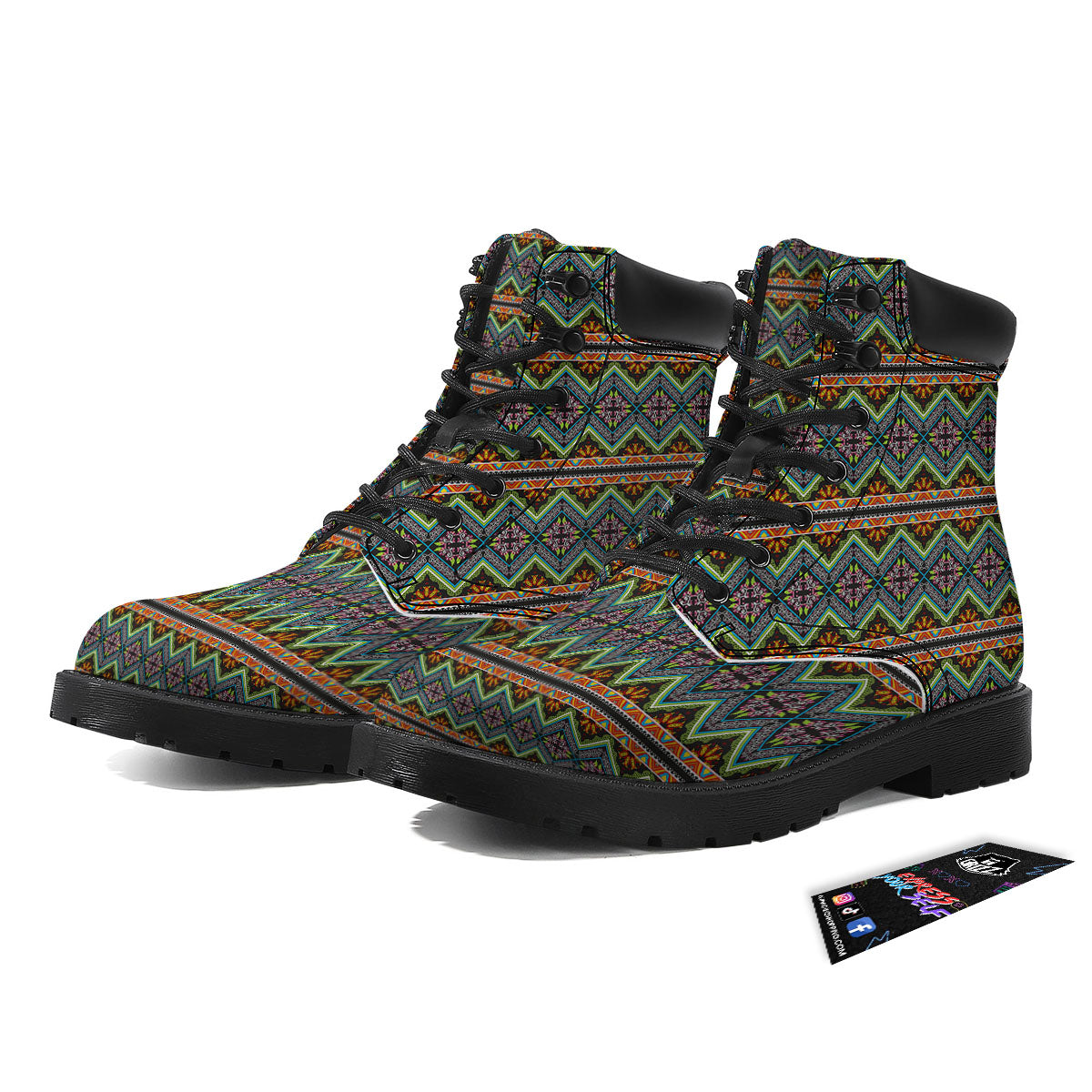 Aztec Boho Tribal Print Pattern Boots-grizzshop