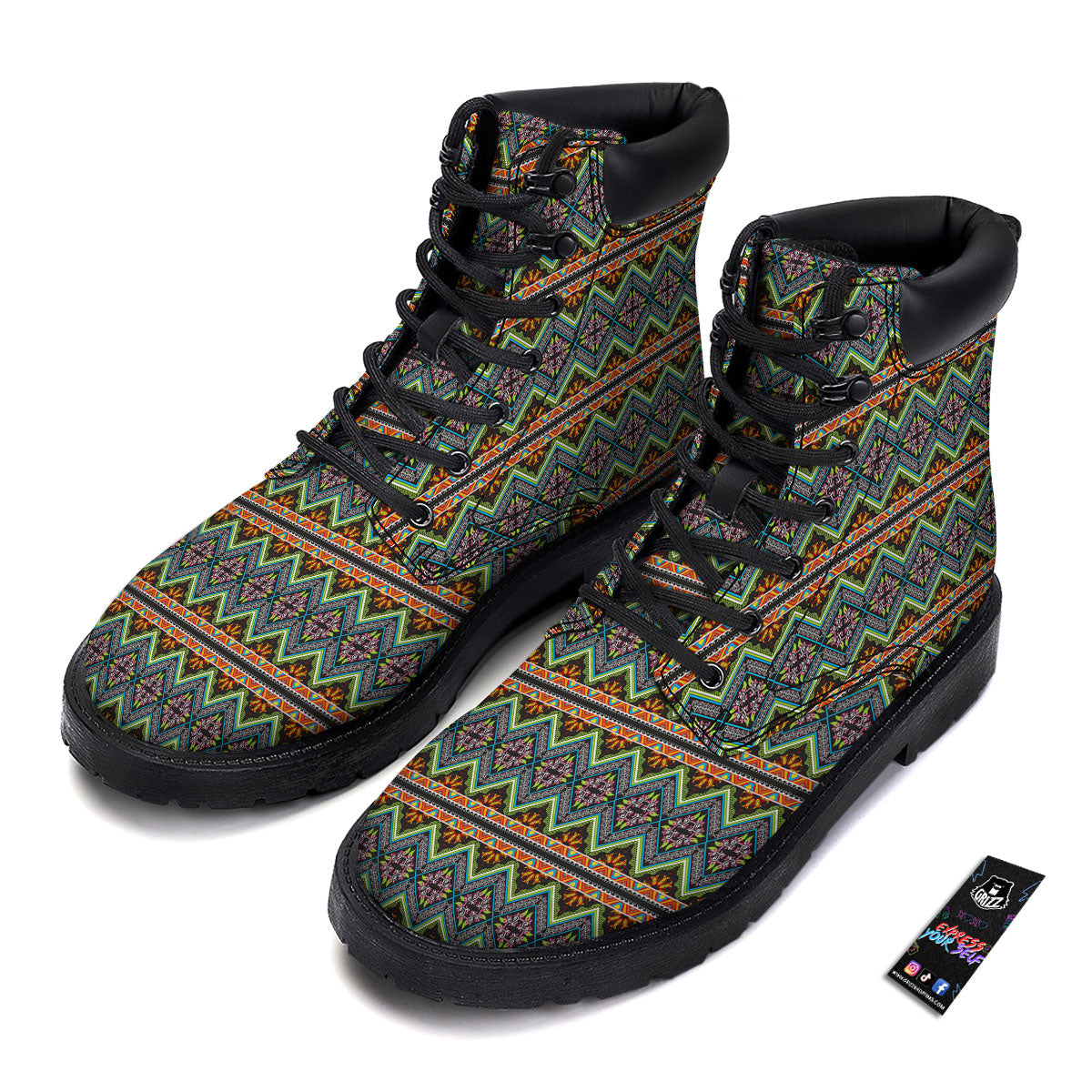 Aztec Boho Tribal Print Pattern Boots-grizzshop