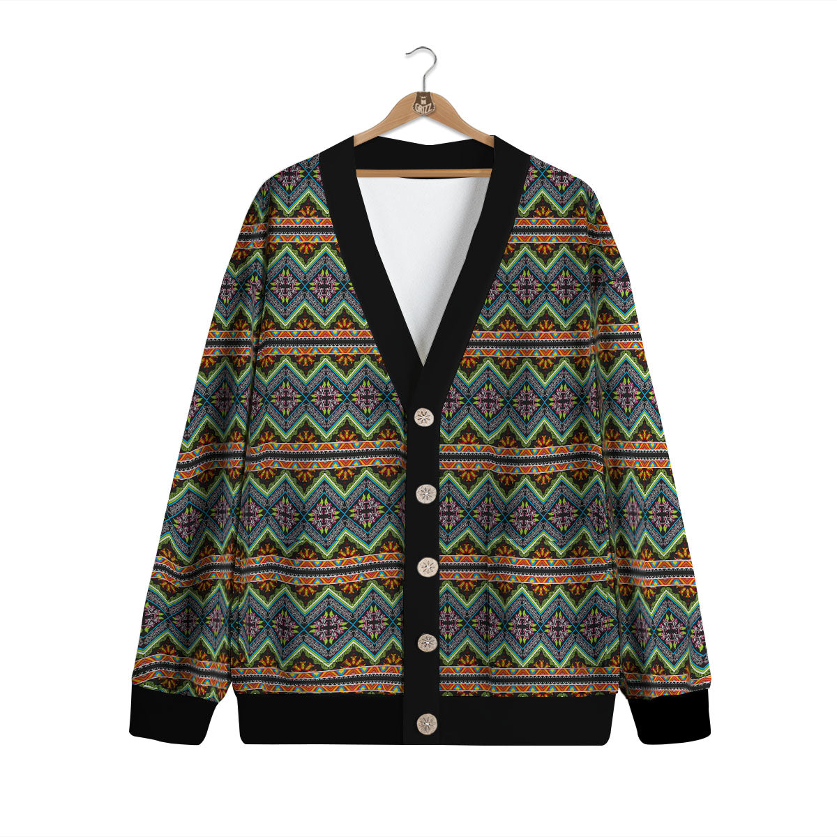 Aztec Boho Tribal Print Pattern Cardigan-grizzshop