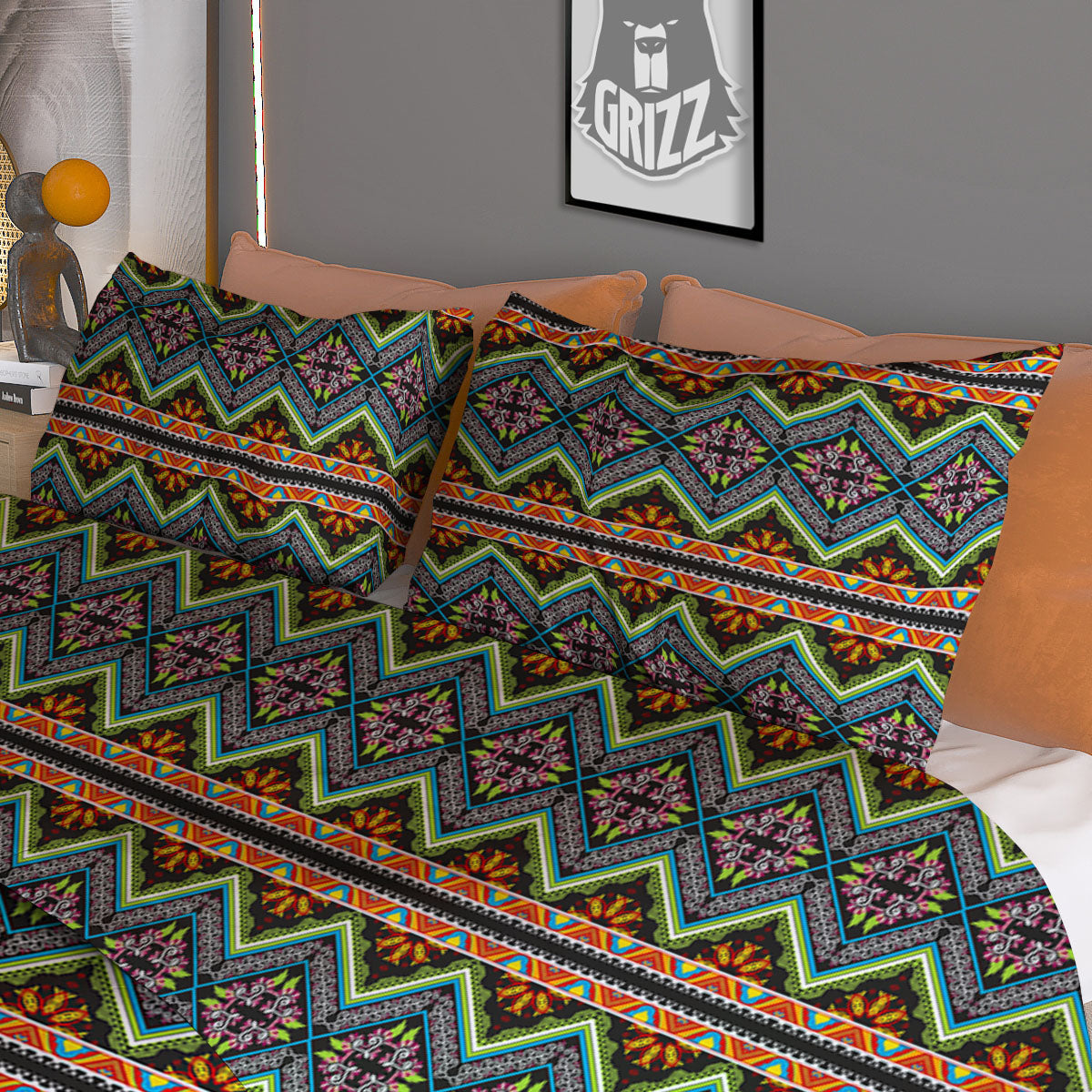 Argyle Red And Green Print Pattern Duvet Cover Bedding Set