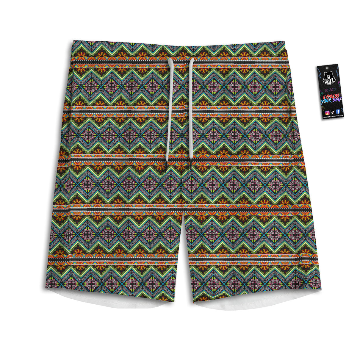 Aztec Boho Tribal Print Pattern Men's Athletic Shorts