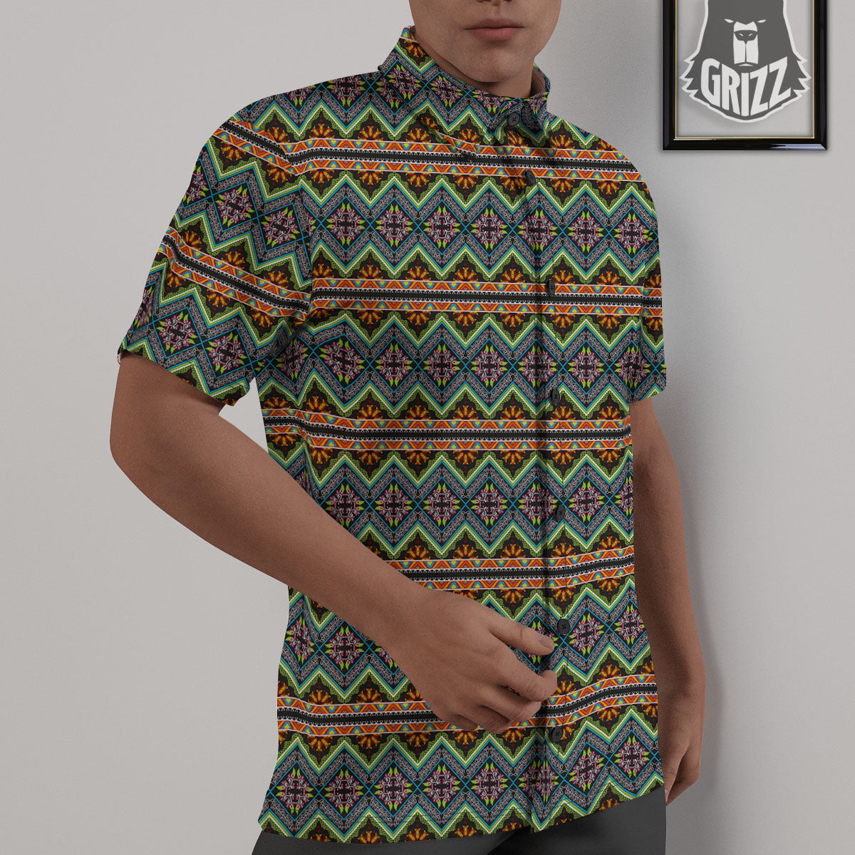 Aztec Boho Tribal Print Pattern Untucked Shirts-grizzshop