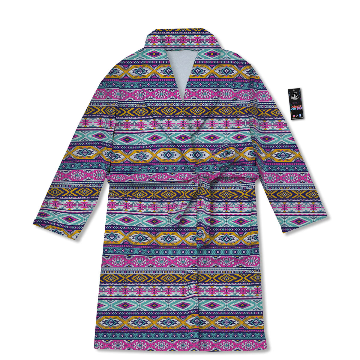 Aztec Bright Colors Print Pattern Bathrobe-grizzshop