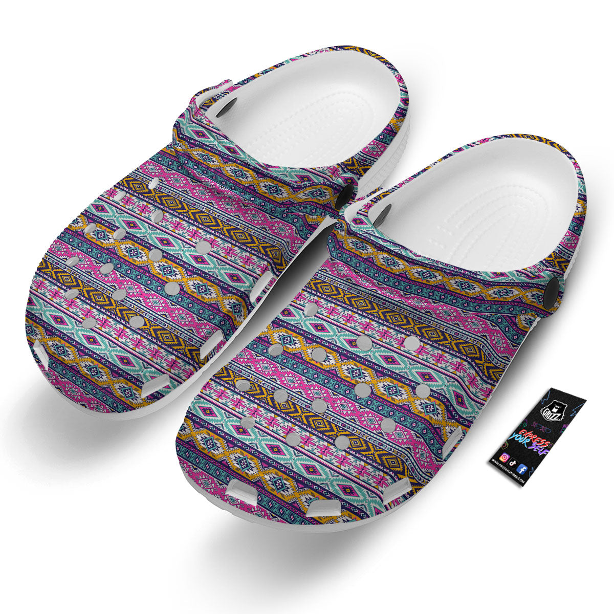 Aztec Bright Colors Print Pattern Clog-grizzshop