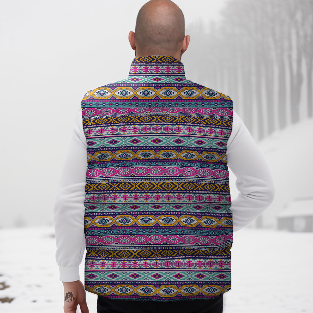 Aztec Bright Colors Print Pattern Down Vest