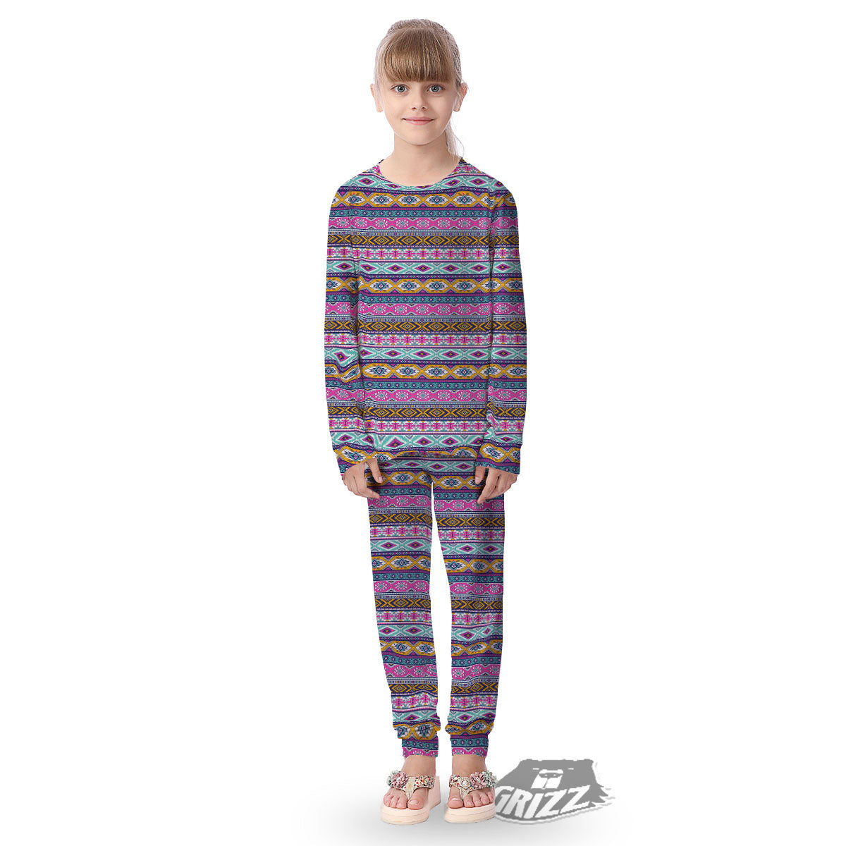 Aztec Bright Colors Print Pattern Kid's Pajamas-grizzshop