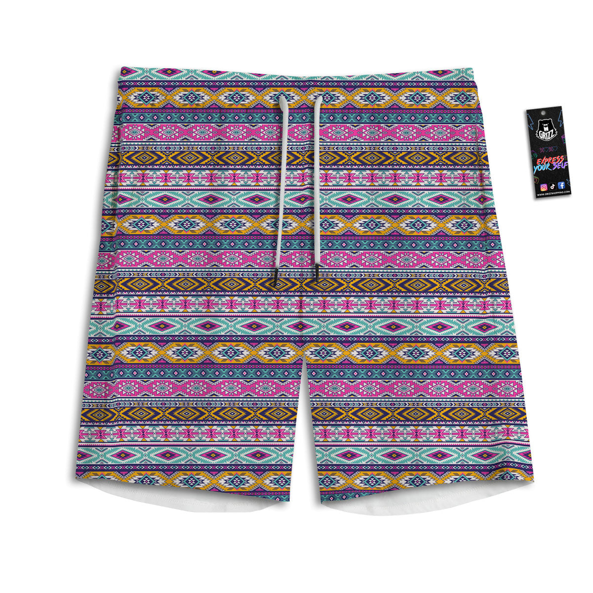 Aztec Bright Colors Print Pattern Men's Athletic Shorts