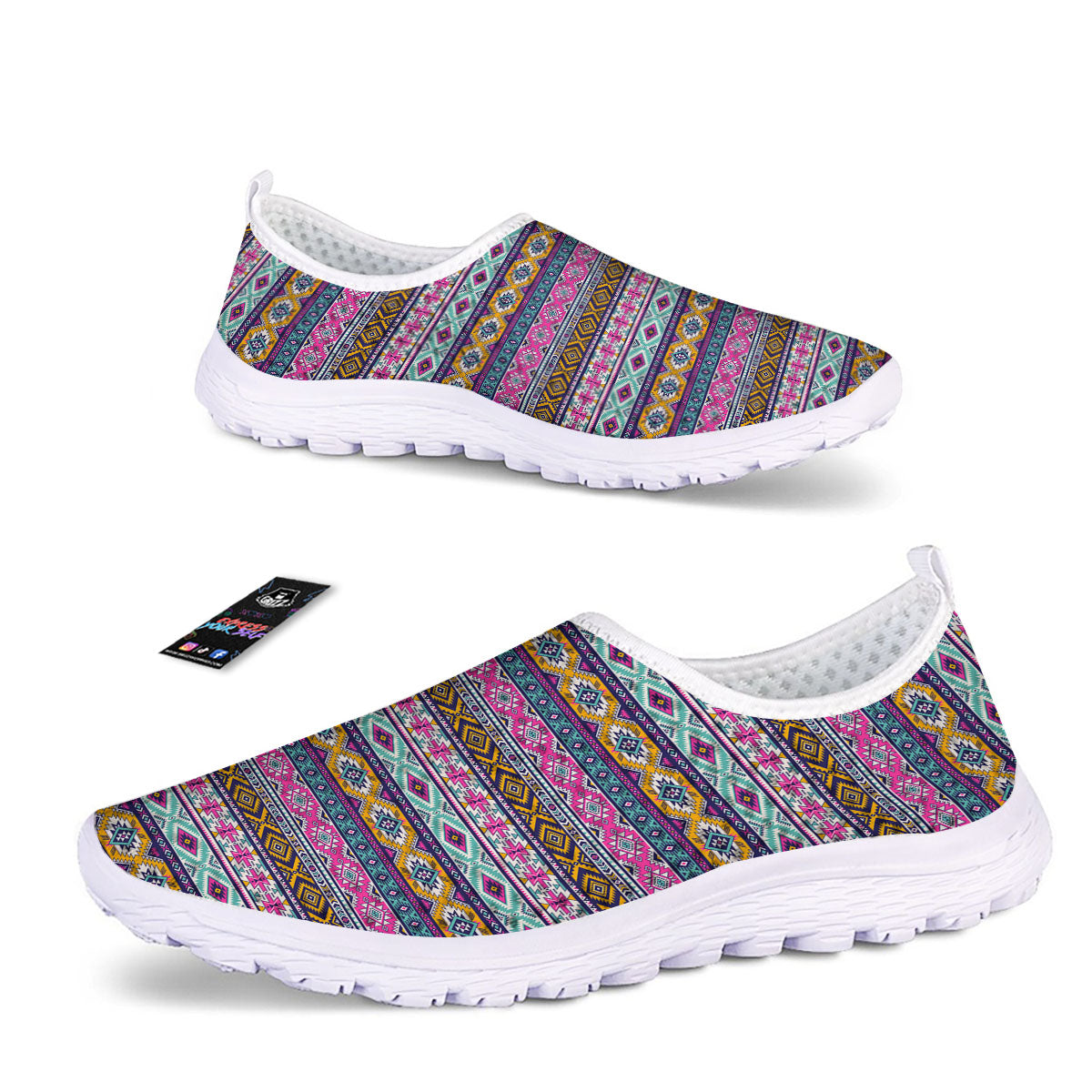 Aztec Bright Colors Print Pattern Nurse Shoes-grizzshop