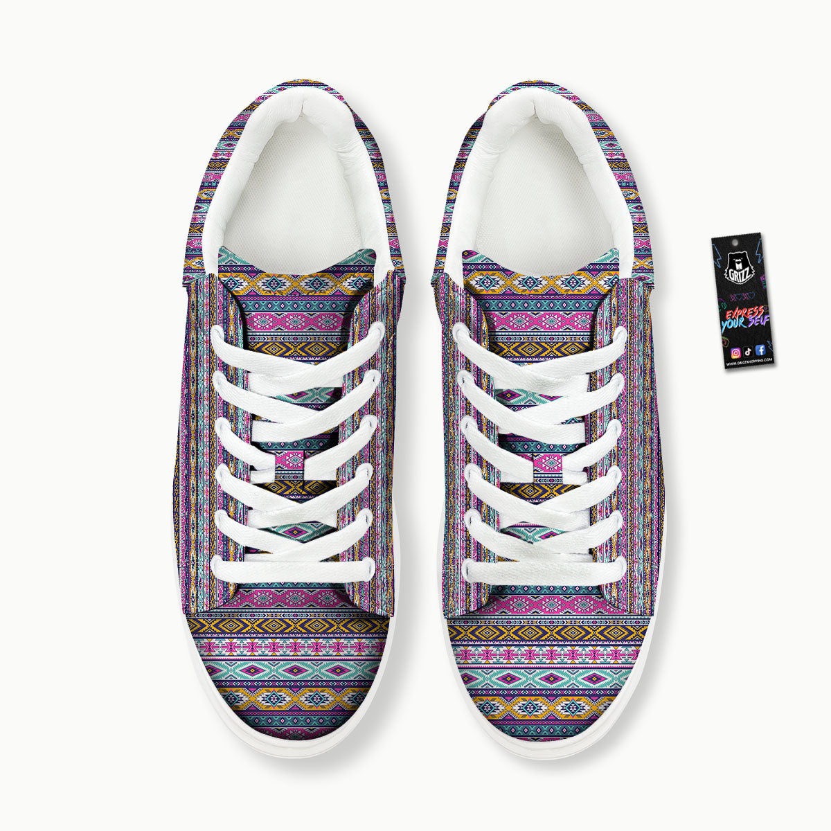 Aztec Bright Colors Print Pattern Platform Shoes-grizzshop