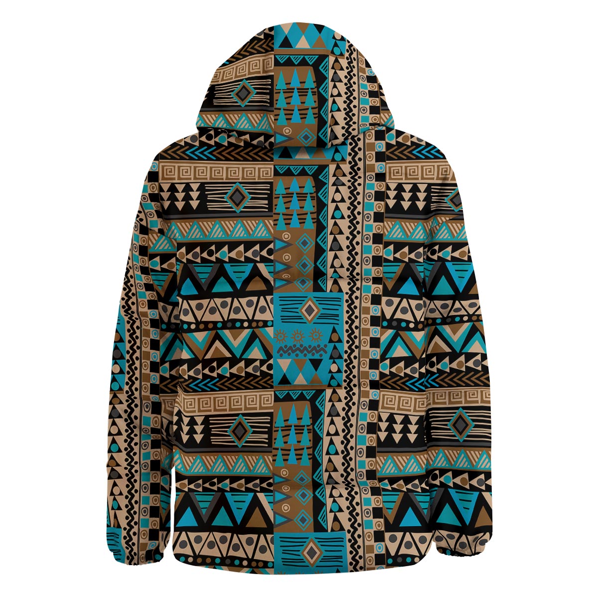 Aztec Brown And Teal Print Pattern Down Jacket-grizzshop