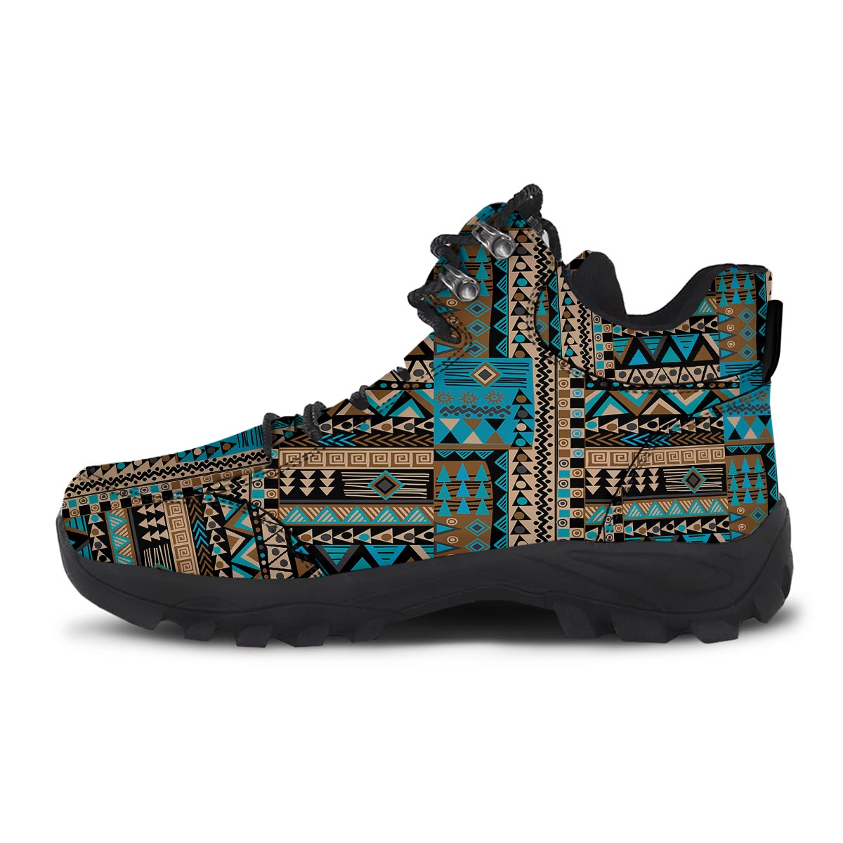 Aztec Brown And Teal Print Pattern Hiking Shoes-grizzshop