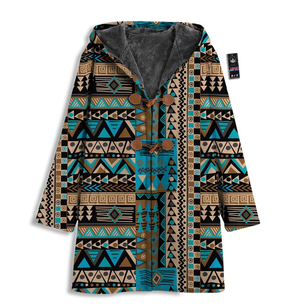 Aztec Brown And Teal Print Pattern Men's Windbreaker Jacket-grizzshop