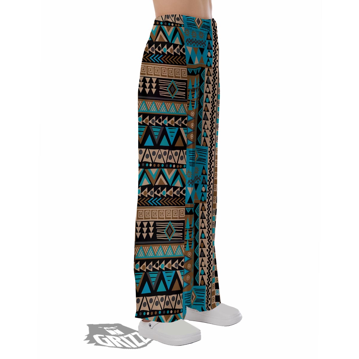 Aztec Brown And Teal Print Pattern Pajama Pants-grizzshop