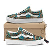 Aztec Brown And Teal Print Pattern Skate Shoes-grizzshop