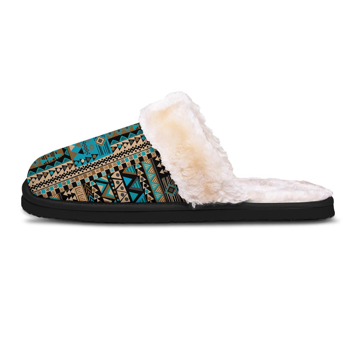 Aztec Brown And Teal Print Pattern Slippers-grizzshop