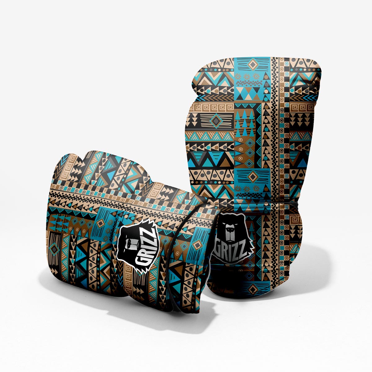 Aztec Brown And Teal Print Pattern Pro Boxing Glove