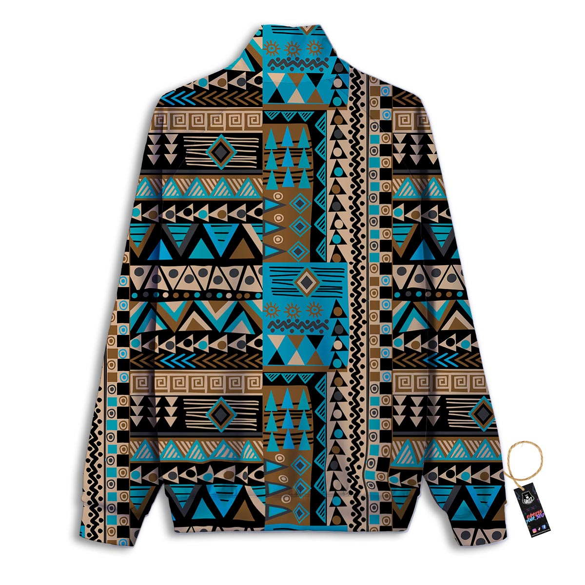 Aztec Brown And Teal Print Pattern Track Jacket-grizzshop