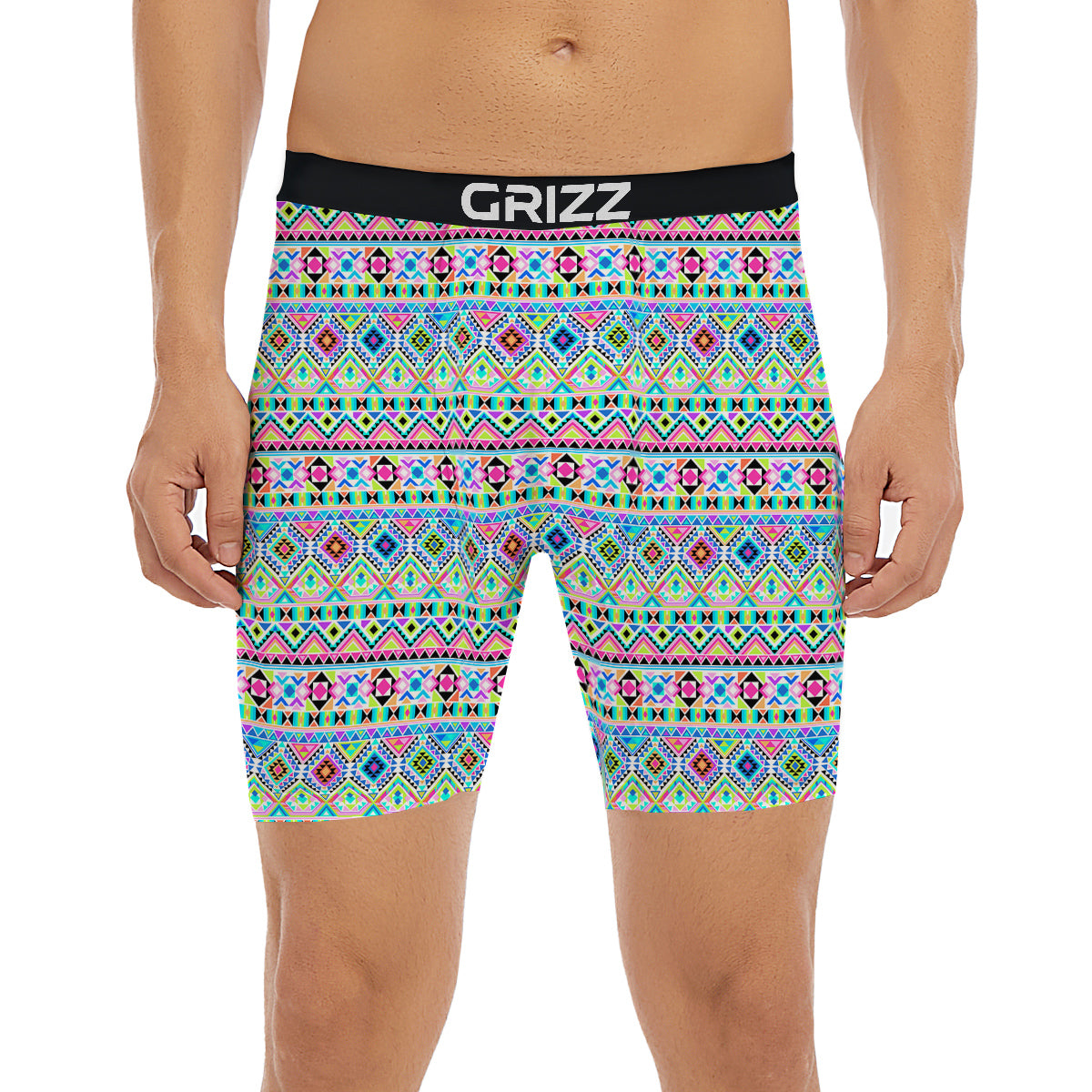 Aztec Colorful Print Pattern Boxer Briefs-grizzshop