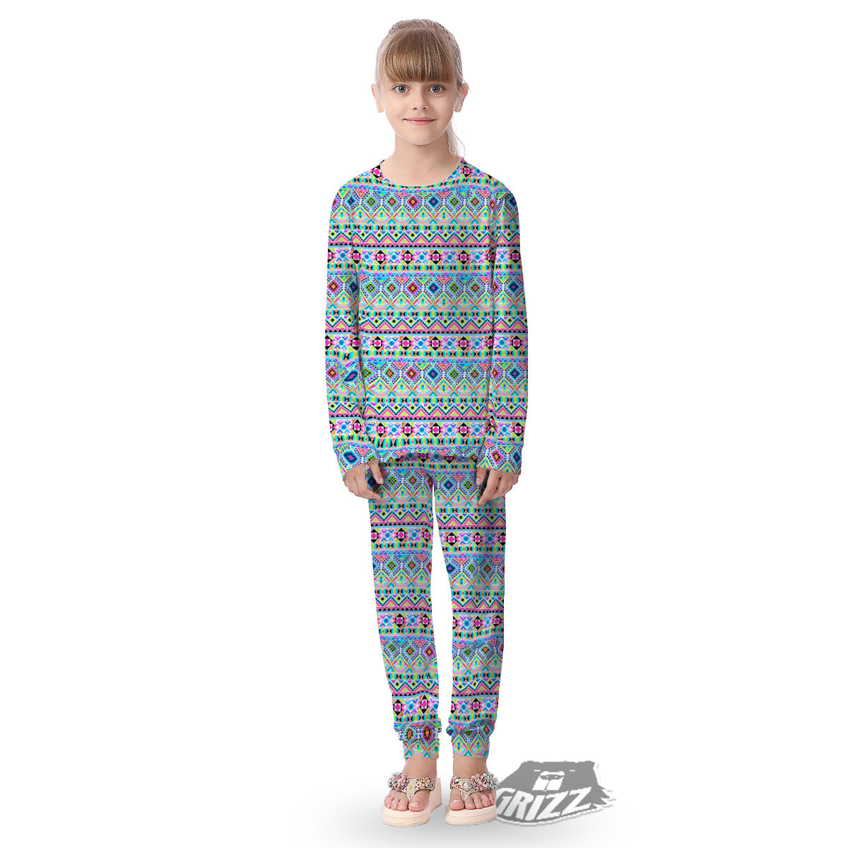 Aztec Colorful Print Pattern Kid's Pajamas-grizzshop