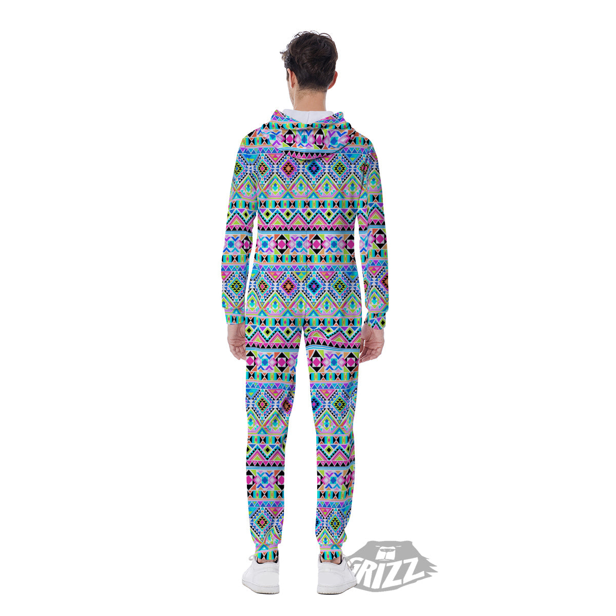 Aztec Colorful Print Pattern Men's Jumpsuit-grizzshop