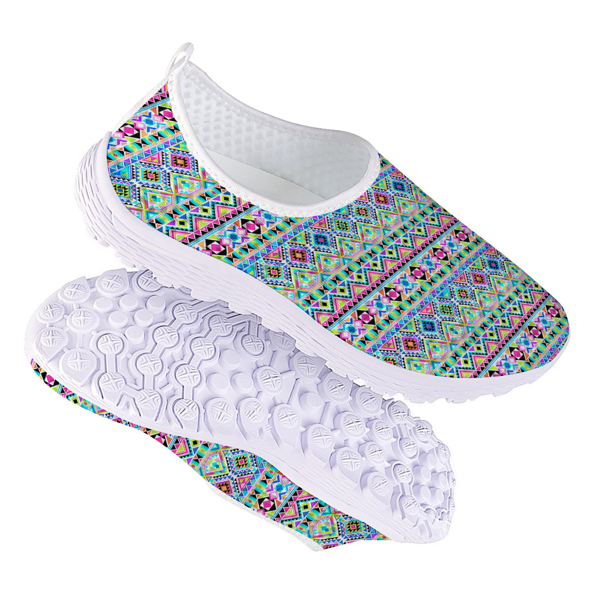 Aztec Colorful Print Pattern Nurse Shoes-grizzshop
