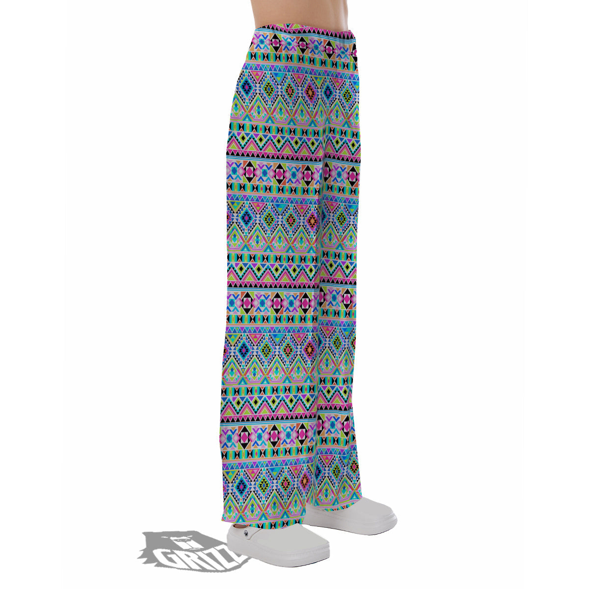 Aztec Colorful Print Pattern Pajama Pants-grizzshop