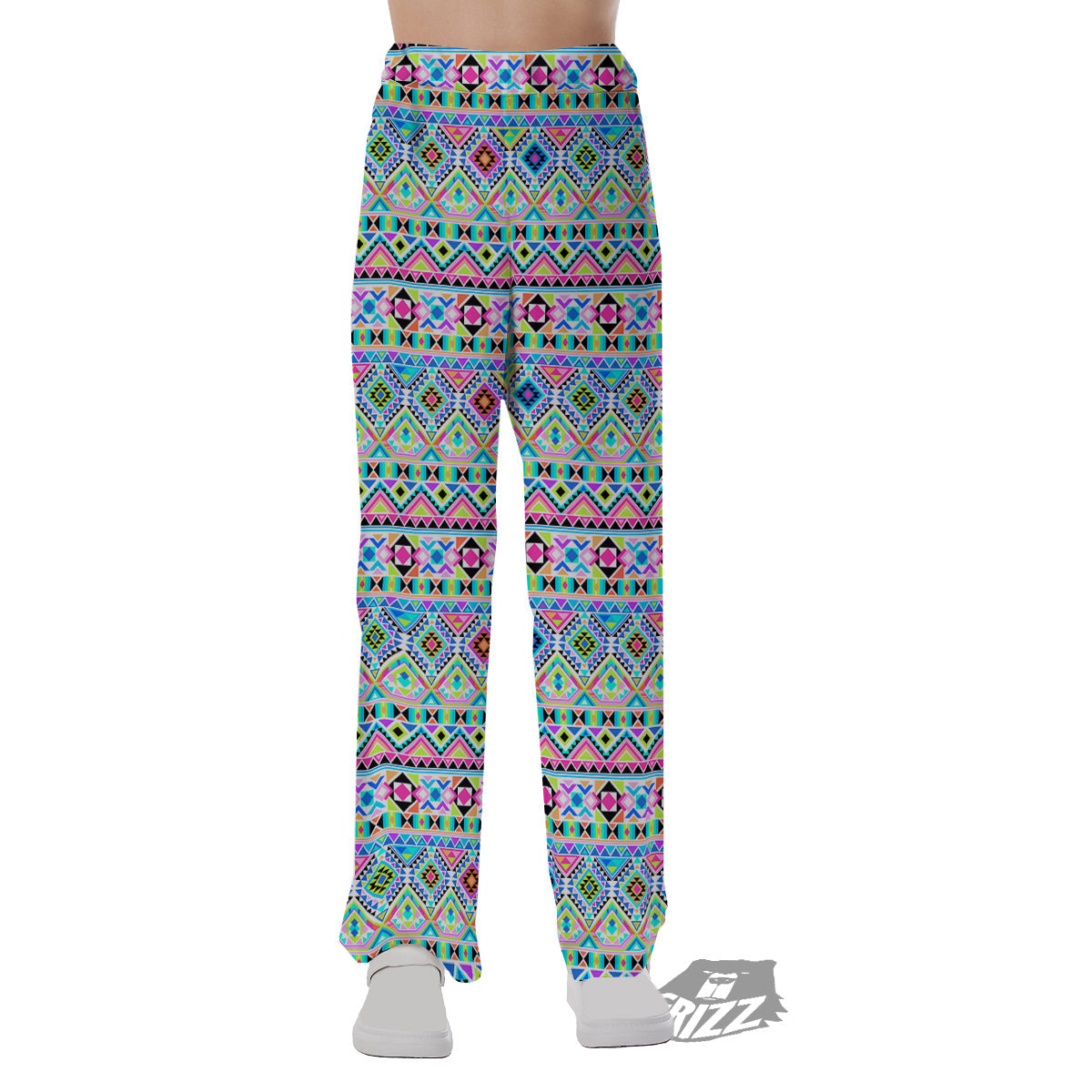 Aztec Colorful Print Pattern Pajama Pants-grizzshop