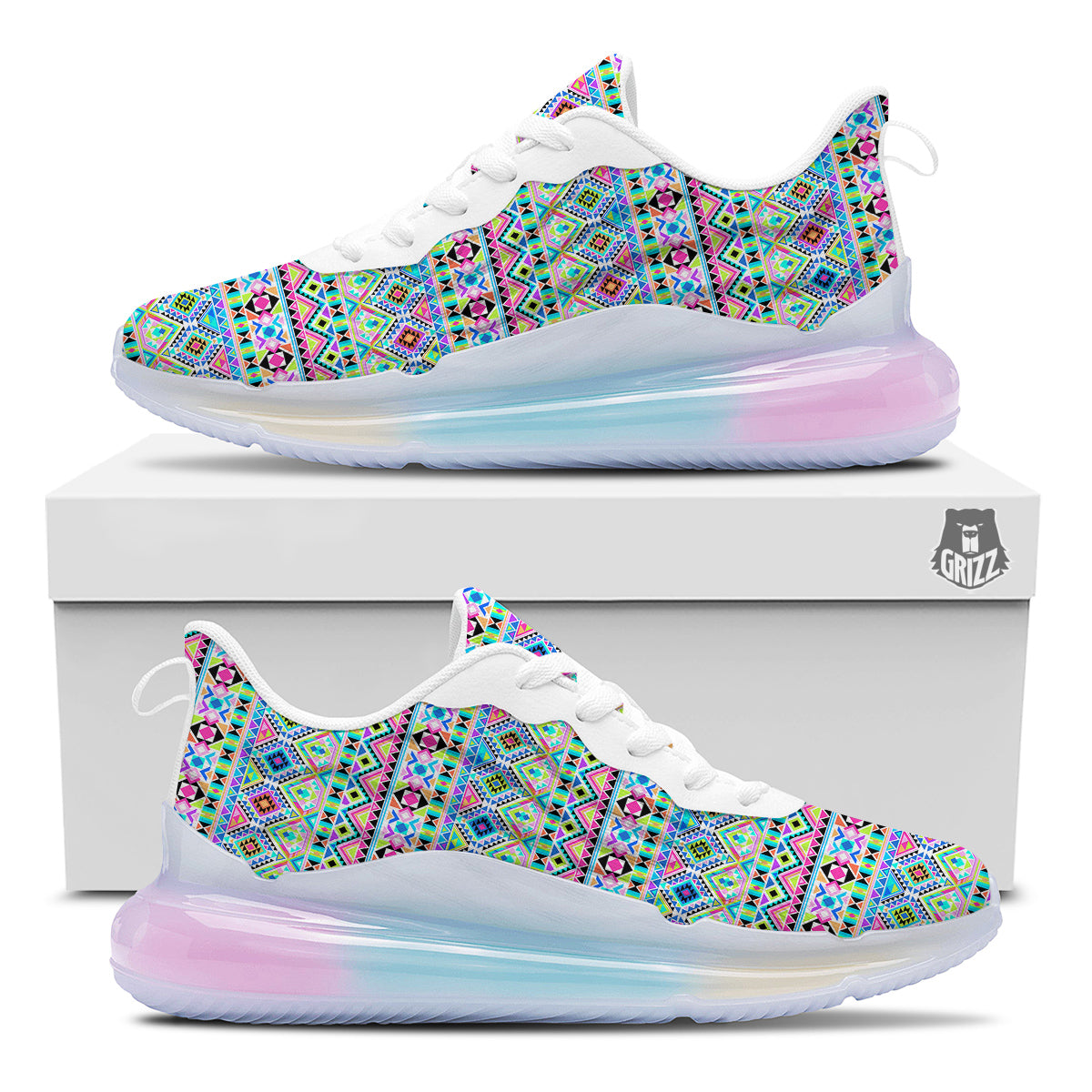 Aztec Colorful Print Pattern Running Sneakers-grizzshop