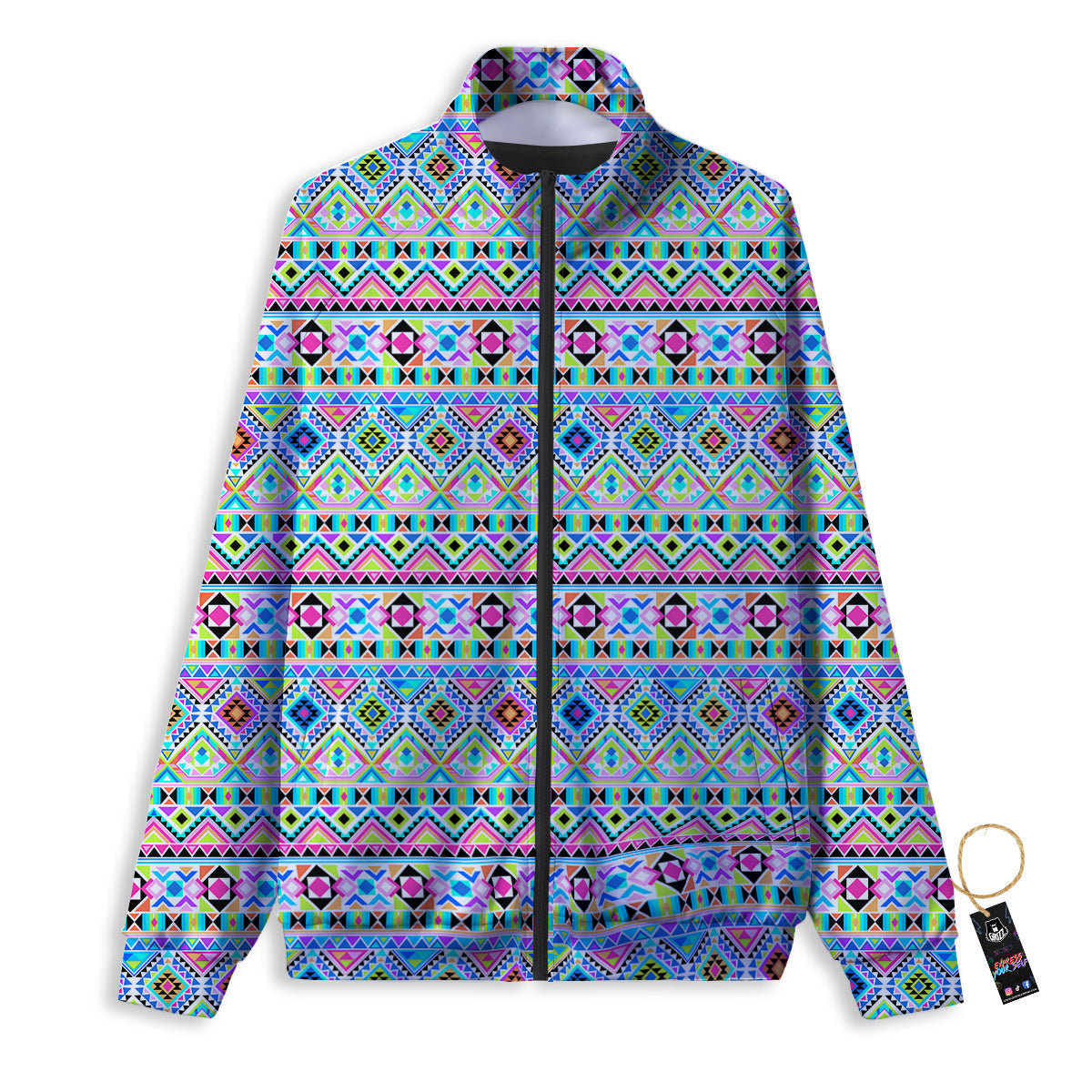 Aztec Colorful Print Pattern Track Jacket-grizzshop
