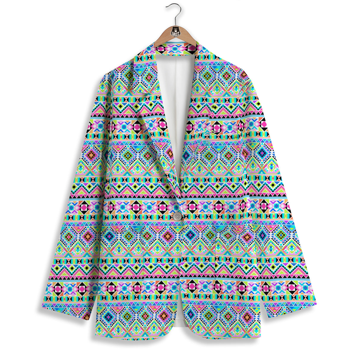 Aztec Colorful Print Pattern Women's Blazer-grizzshop