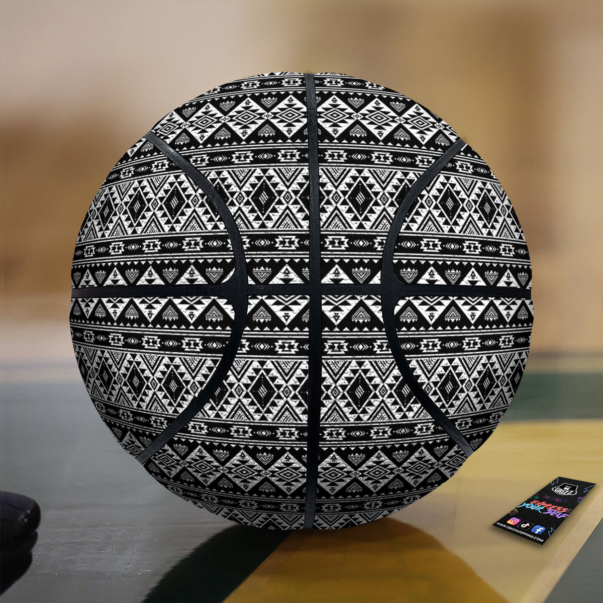 Aztec Dark Grey Print Pattern Basketball-grizzshop