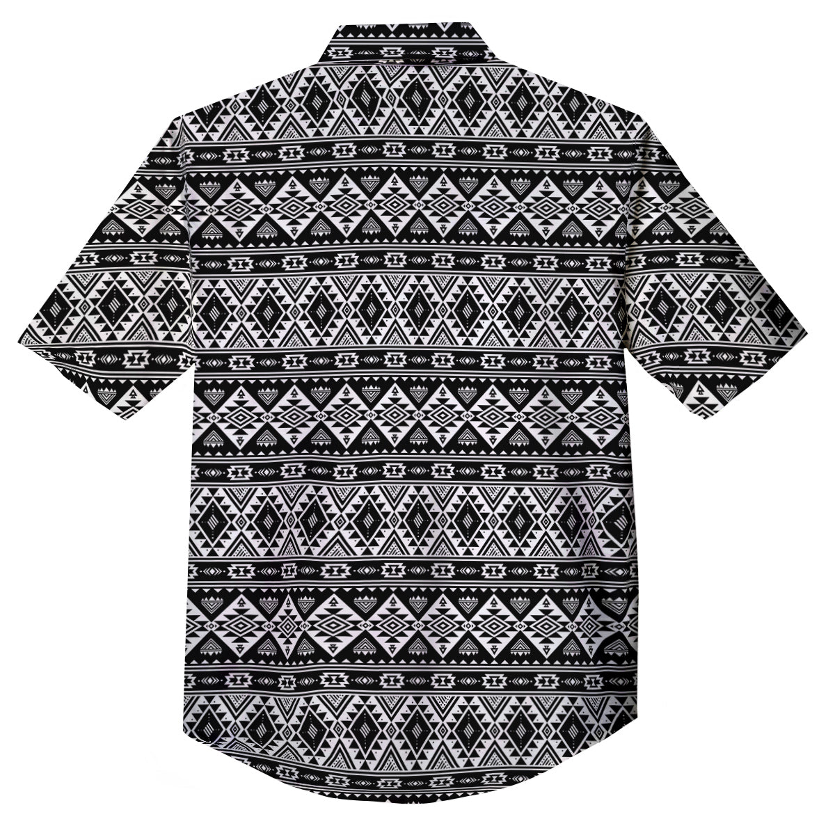 Aztec Dark Grey Print Pattern Button Up Shirt-grizzshop