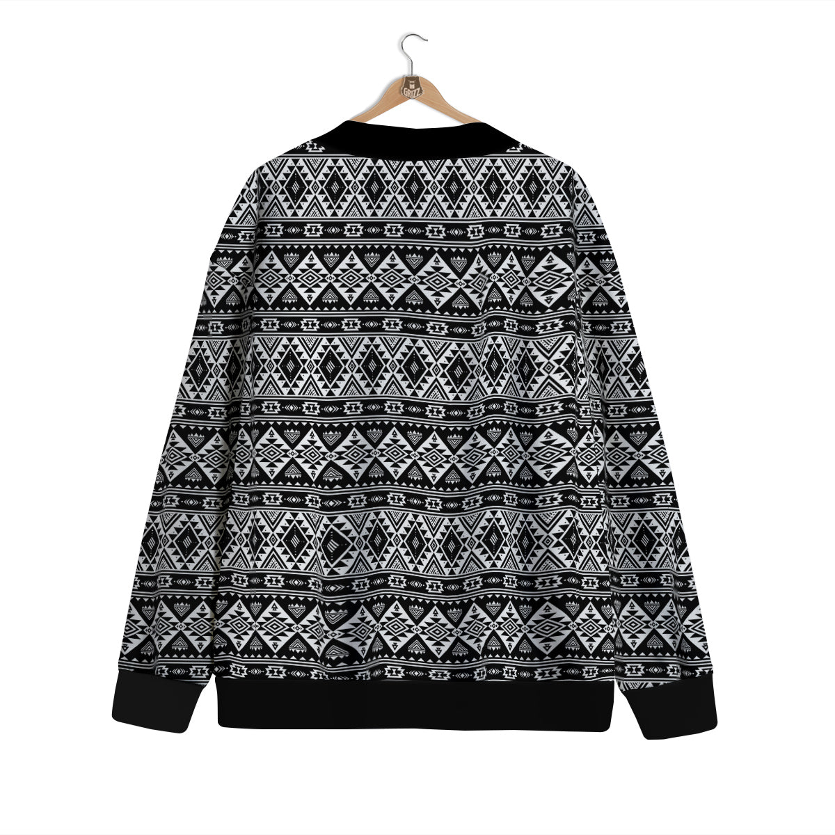 Aztec Dark Grey Print Pattern Cardigan-grizzshop