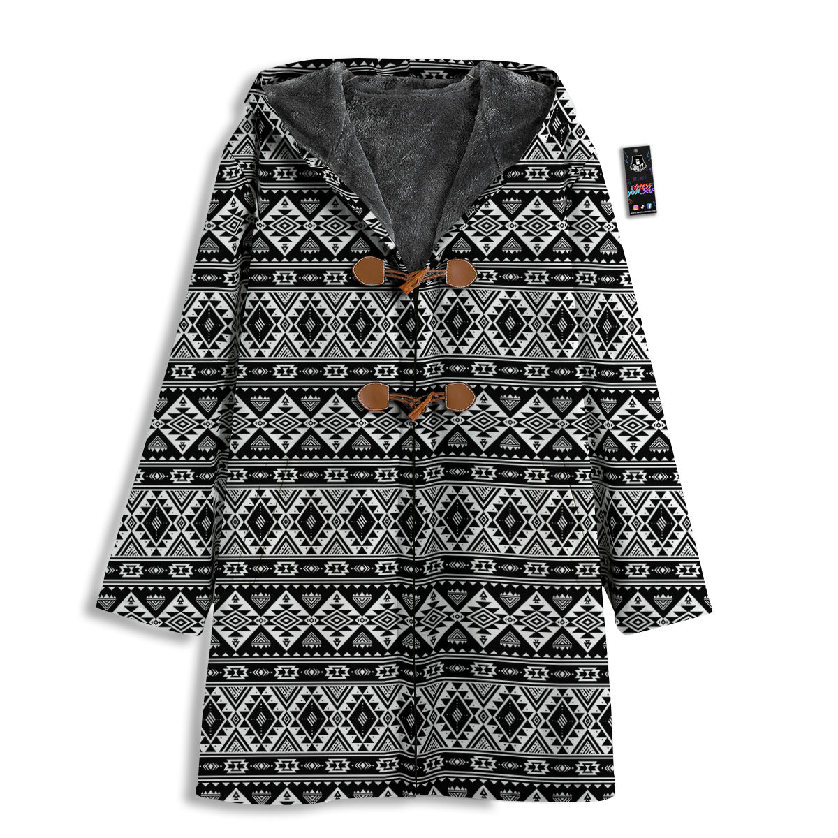 Aztec Dark Grey Print Pattern Men's Windbreaker Jacket-grizzshop