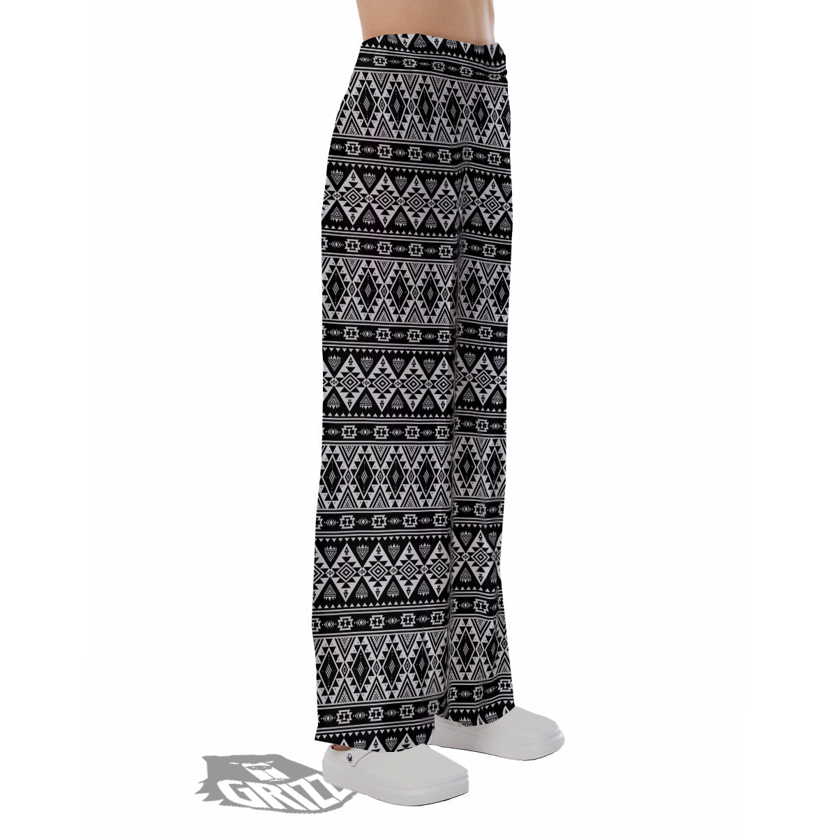 Aztec Dark Grey Print Pattern Pajama Pants-grizzshop